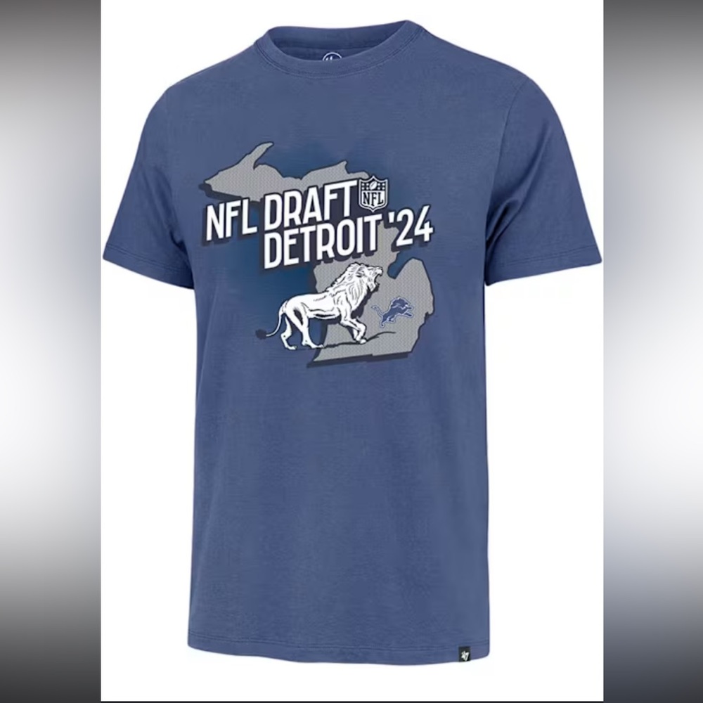 47 DETROIT LIONS BLUE STATE REGIONAL FRANKLIN SHORT SLEEVE FASHION T SHIRT